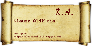 Klausz Alícia névjegykártya